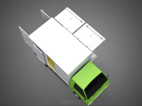 DROP SIDE PANEL DELIVERY BOX TRUCK PICKUP CARGO FREIGHT CUBE VAN 3D Model