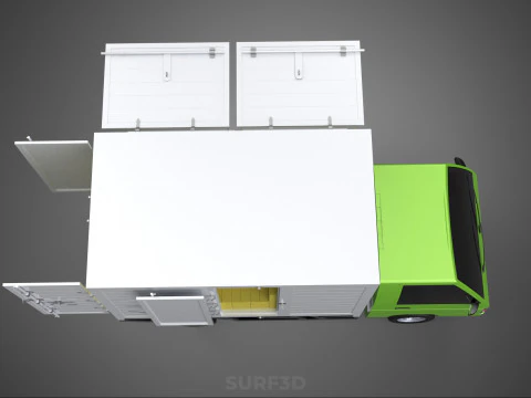 DROP SIDE PANEL DELIVERY BOX TRUCK PICKUP CARGO FREIGHT CUBE VAN 3D Model