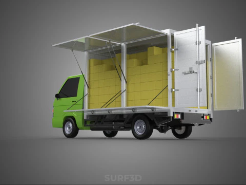 DROP SIDE PANEL DELIVERY BOX TRUCK PICKUP CARGO FREIGHT CUBE VAN 3D Model