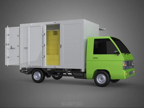 DROP SIDE PANEL DELIVERY BOX TRUCK PICKUP CARGO FREIGHT CUBE VAN 3D Model