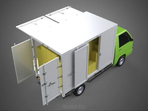 DROP SIDE PANEL DELIVERY BOX TRUCK PICKUP CARGO FREIGHT CUBE VAN 3D Model
