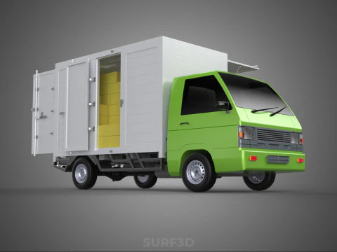 DROP SIDE PANEL DELIVERY BOX TRUCK PICKUP CARGO FREIGHT CUBE VAN 3D Model