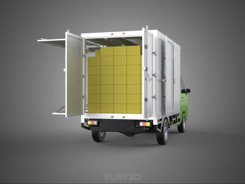 DROP SIDE PANEL DELIVERY BOX TRUCK PICKUP CARGO FREIGHT CUBE VAN 3D Model
