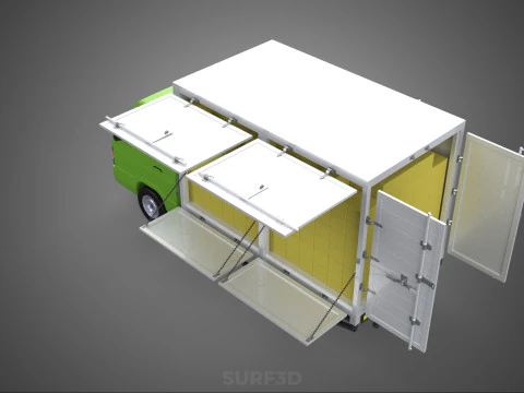 DROP SIDE PANEL DELIVERY BOX TRUCK PICKUP CARGO FREIGHT CUBE VAN 3D Model