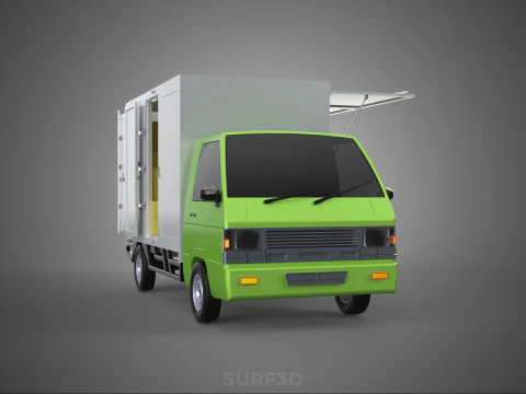 DROP SIDE PANEL DELIVERY BOX TRUCK PICKUP CARGO FREIGHT CUBE VAN 3D Model