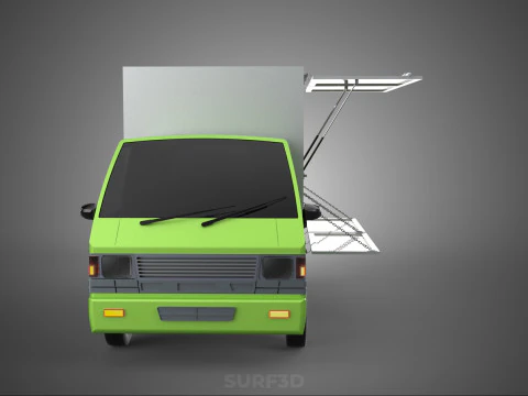 DROP SIDE PANEL DELIVERY BOX TRUCK PICKUP CARGO FREIGHT CUBE VAN 3D Model