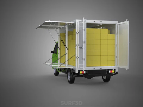 DROP SIDE PANEL DELIVERY BOX TRUCK PICKUP CARGO FREIGHT CUBE VAN 3D Model