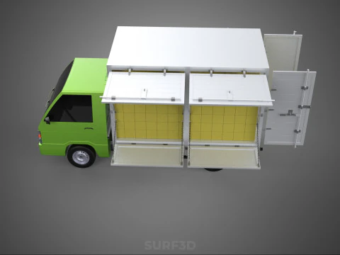 DROP SIDE PANEL DELIVERY BOX TRUCK PICKUP CARGO FREIGHT CUBE VAN 3D Model