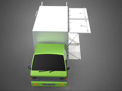 DROP SIDE PANEL DELIVERY BOX TRUCK PICKUP CARGO FREIGHT CUBE VAN 3D Model