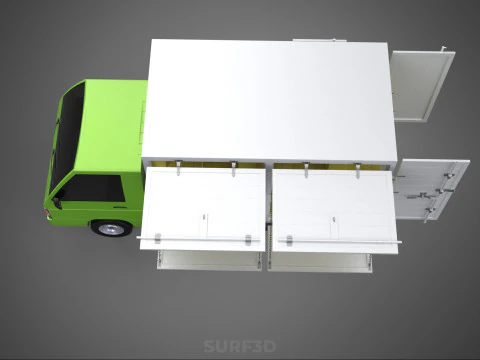 DROP SIDE PANEL DELIVERY BOX TRUCK PICKUP CARGO FREIGHT CUBE VAN 3D Model