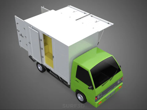 DROP SIDE PANEL DELIVERY BOX TRUCK PICKUP CARGO FREIGHT CUBE VAN 3D Model