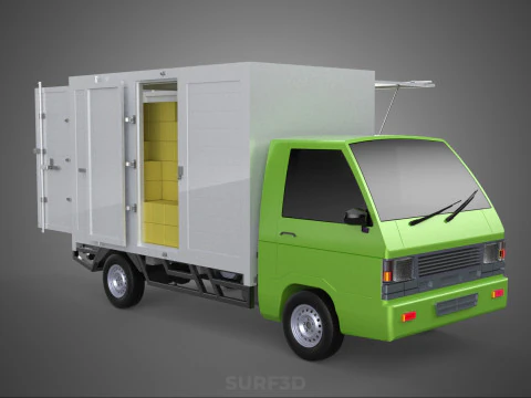 DROP SIDE PANEL DELIVERY BOX TRUCK PICKUP CARGO FREIGHT CUBE VAN 3D Model