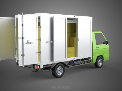 DROP SIDE PANEL DELIVERY BOX TRUCK PICKUP CARGO FREIGHT CUBE VAN Modèle 3D