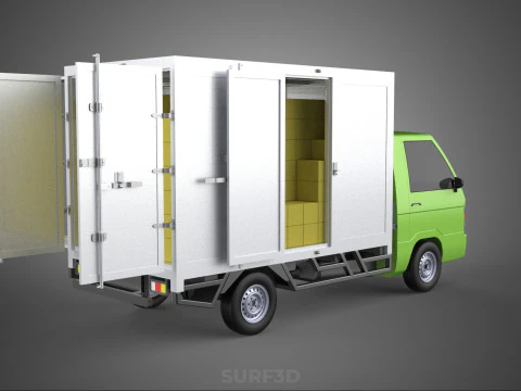 DROP SIDE PANEL DELIVERY BOX TRUCK PICKUP CARGO FREIGHT CUBE VAN 3D Model