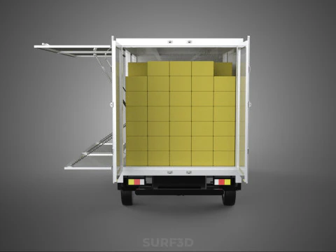 DROP SIDE PANEL DELIVERY BOX TRUCK PICKUP CARGO FREIGHT CUBE VAN 3D Model