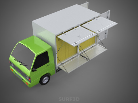 DROP SIDE PANEL DELIVERY BOX TRUCK PICKUP CARGO FREIGHT CUBE VAN Modèle 3D