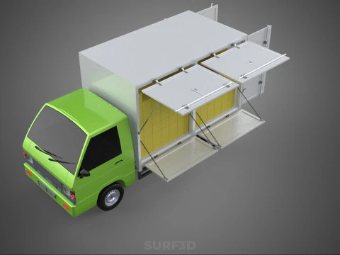 DROP SIDE PANEL DELIVERY BOX TRUCK PICKUP CARGO FREIGHT CUBE VAN 3D Model