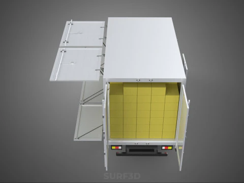 DROP SIDE PANEL DELIVERY BOX TRUCK PICKUP CARGO FREIGHT CUBE VAN 3D Model