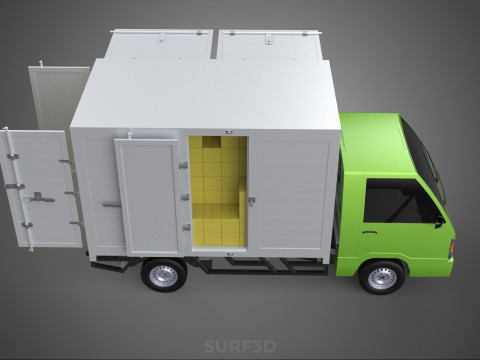 DROP SIDE PANEL DELIVERY BOX TRUCK PICKUP CARGO FREIGHT CUBE VAN Modèle 3D