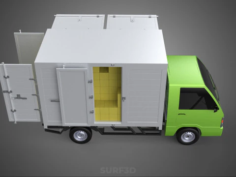 DROP SIDE PANEL DELIVERY BOX TRUCK PICKUP CARGO FREIGHT CUBE VAN 3D Model
