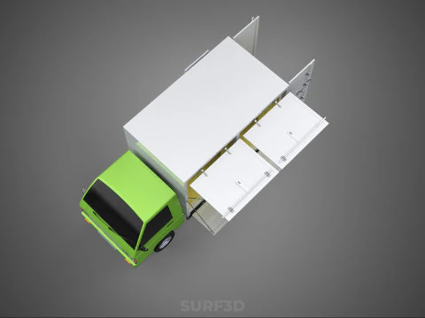 DROP SIDE PANEL DELIVERY BOX TRUCK PICKUP CARGO FREIGHT CUBE VAN 3D Model