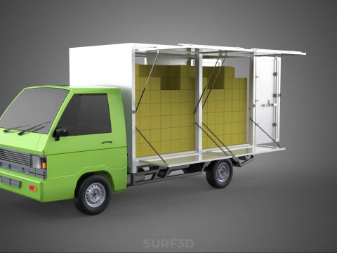 DROP SIDE PANEL DELIVERY BOX TRUCK PICKUP CARGO FREIGHT CUBE VAN 3D Model