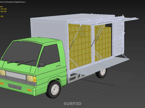 DROP SIDE PANEL DELIVERY BOX TRUCK PICKUP CARGO FREIGHT CUBE VAN 3D Model