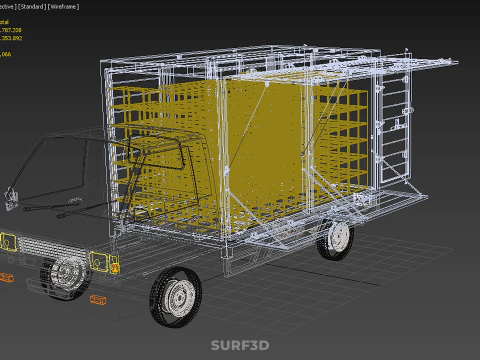 DROP SIDE PANEL DELIVERY BOX TRUCK PICKUP CARGO FREIGHT CUBE VAN 3D Model