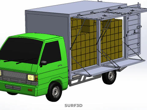 DROP SIDE PANEL DELIVERY BOX TRUCK PICKUP CARGO FREIGHT CUBE VAN 3D Model