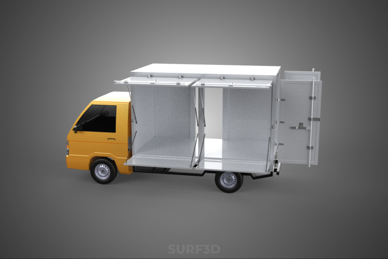 FOOD BOX TRUCK PICKUP SIDE DOOR BOOTH STAND WAGON CATERING VAN 3D Modell .c4d .max .obj .3ds .fbx .stl .blend