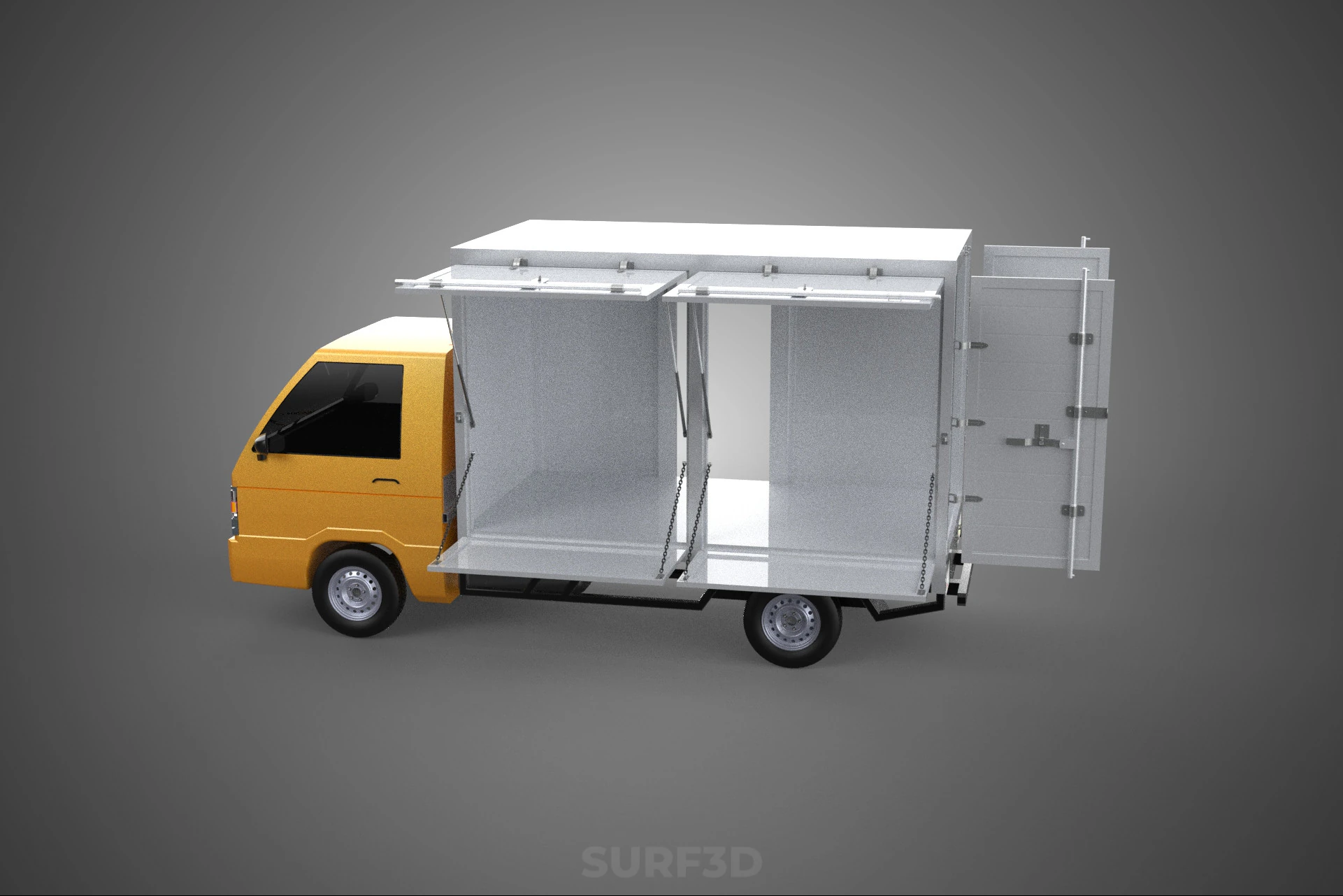 FOOD BOX TRUCK PICKUP SIDE DOOR BOOTH STAND WAGON CATERING VAN 3D Model .c4d .max .obj .3ds .fbx .stl .blend 