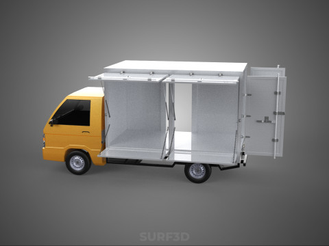 FOOD BOX TRUCK PICKUP SIDE DOOR BOOTH STAND WAGON CATERING VAN 3D Model