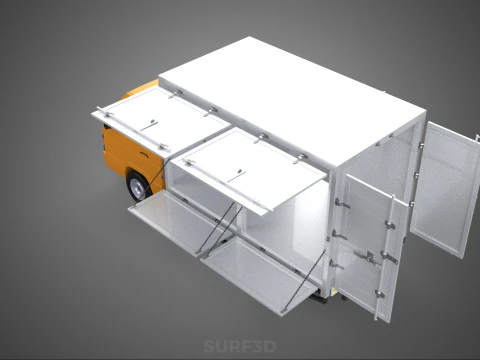 FOOD BOX TRUCK PICKUP SIDE DOOR BOOTH STAND WAGON CATERING VAN 3D Model