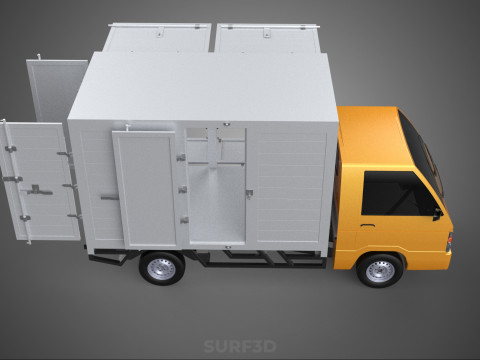 FOOD BOX TRUCK PICKUP SIDE DOOR BOOTH STAND WAGON CATERING VAN 3D Modell