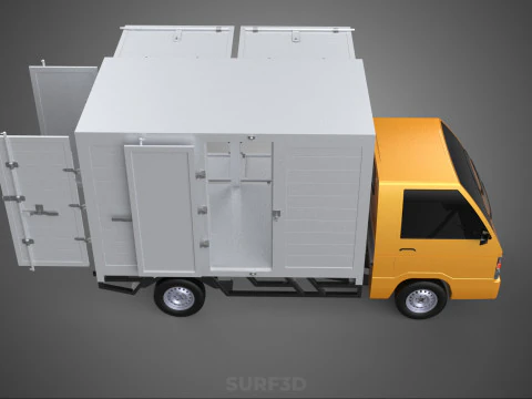 FOOD BOX TRUCK PICKUP SIDE DOOR BOOTH STAND WAGON CATERING VAN 3D Model