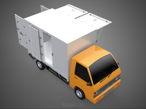 FOOD BOX TRUCK PICKUP SIDE DOOR BOOTH STAND WAGON CATERING VAN 3D Modell