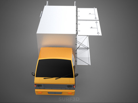 FOOD BOX TRUCK PICKUP SIDE DOOR BOOTH STAND WAGON CATERING VAN 3D Modell