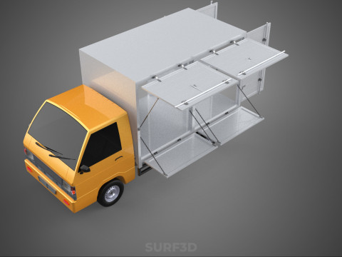 FOOD BOX TRUCK PICKUP SIDE DOOR BOOTH STAND WAGON CATERING VAN 3D Modell