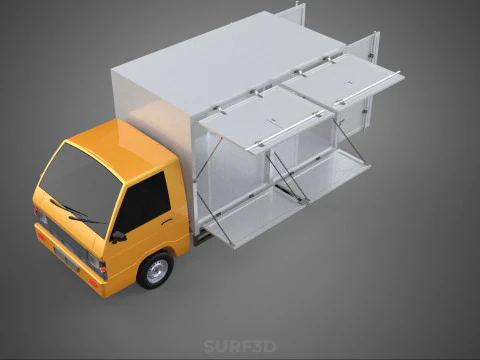 FOOD BOX TRUCK PICKUP SIDE DOOR BOOTH STAND WAGON CATERING VAN 3D Model