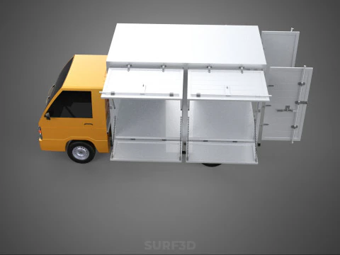 FOOD BOX TRUCK PICKUP SIDE DOOR BOOTH STAND WAGON CATERING VAN 3D Model