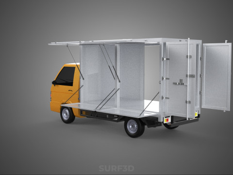FOOD BOX TRUCK PICKUP SIDE DOOR BOOTH STAND WAGON CATERING VAN 3D Modell