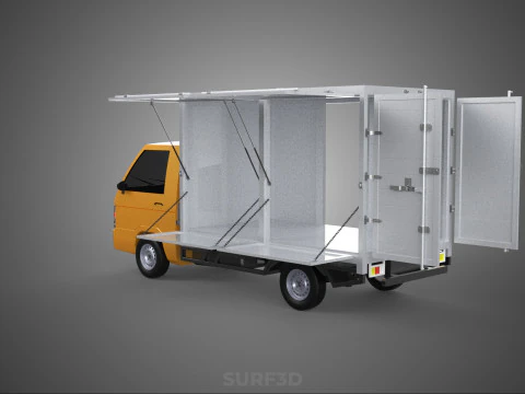 FOOD BOX TRUCK PICKUP SIDE DOOR BOOTH STAND WAGON CATERING VAN 3D Model