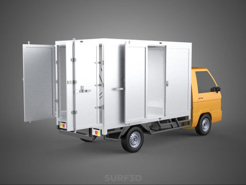 FOOD BOX TRUCK PICKUP SIDE DOOR BOOTH STAND WAGON CATERING VAN 3D Modell