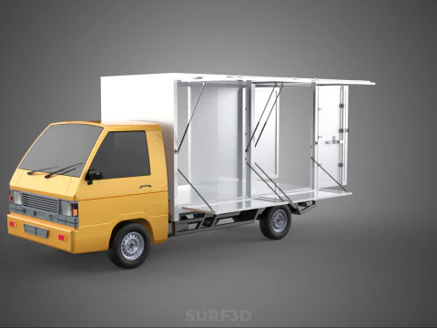 FOOD BOX TRUCK PICKUP SIDE DOOR BOOTH STAND WAGON CATERING VAN 3D Model