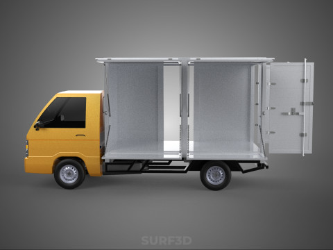 FOOD BOX TRUCK PICKUP SIDE DOOR BOOTH STAND WAGON CATERING VAN 3D Modell