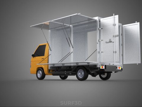 FOOD BOX TRUCK PICKUP SIDE DOOR BOOTH STAND WAGON CATERING VAN 3D Modell