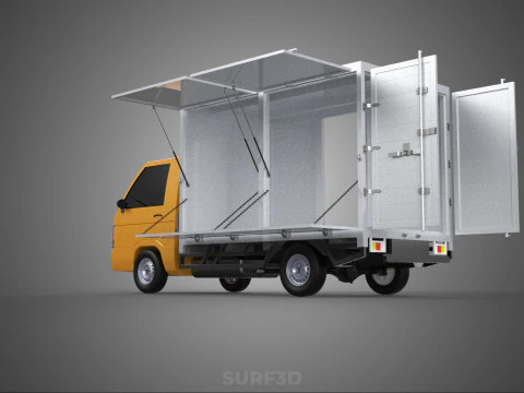 FOOD BOX TRUCK PICKUP SIDE DOOR BOOTH STAND WAGON CATERING VAN 3D Model