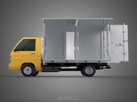 FOOD BOX TRUCK PICKUP SIDE DOOR BOOTH STAND WAGON CATERING VAN 3D Modell
