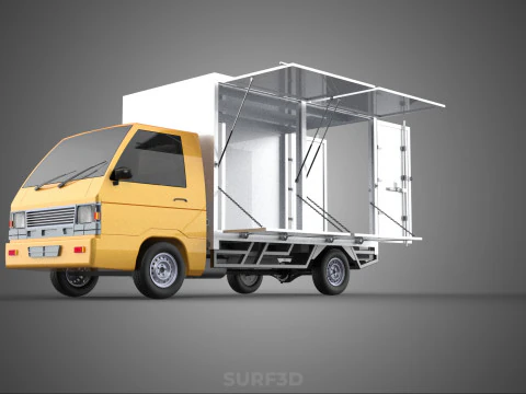 FOOD BOX TRUCK PICKUP SIDE DOOR BOOTH STAND WAGON CATERING VAN 3D Model