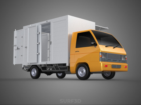FOOD BOX TRUCK PICKUP SIDE DOOR BOOTH STAND WAGON CATERING VAN 3D Modell